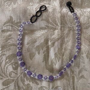 💗Handmade Purple Beaded Flower Choker Necklace - 💗 10/$20 bundle